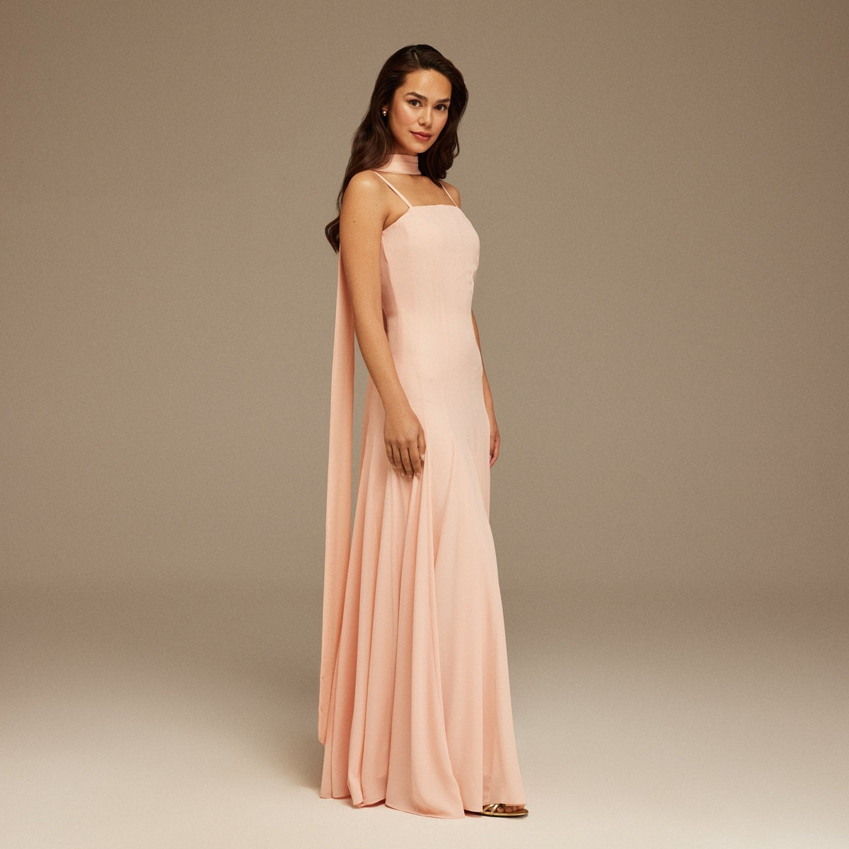 Short Sleeve Heart Neckline Long Dress - shopaleena