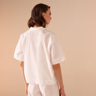 Short sleeve oversized poplin shirt - shopaleena