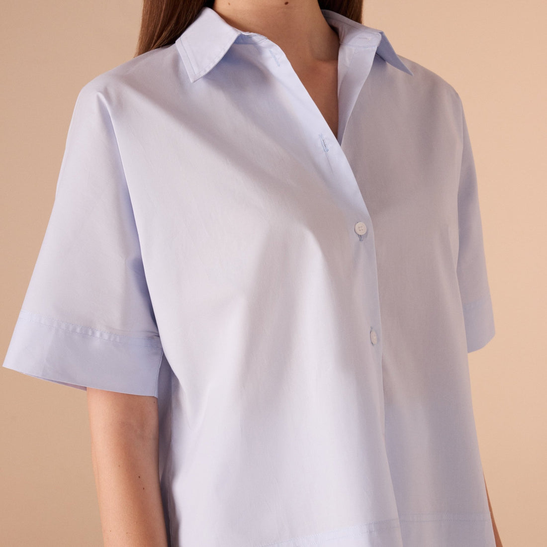 Short sleeve oversized poplin shirt - shopaleena