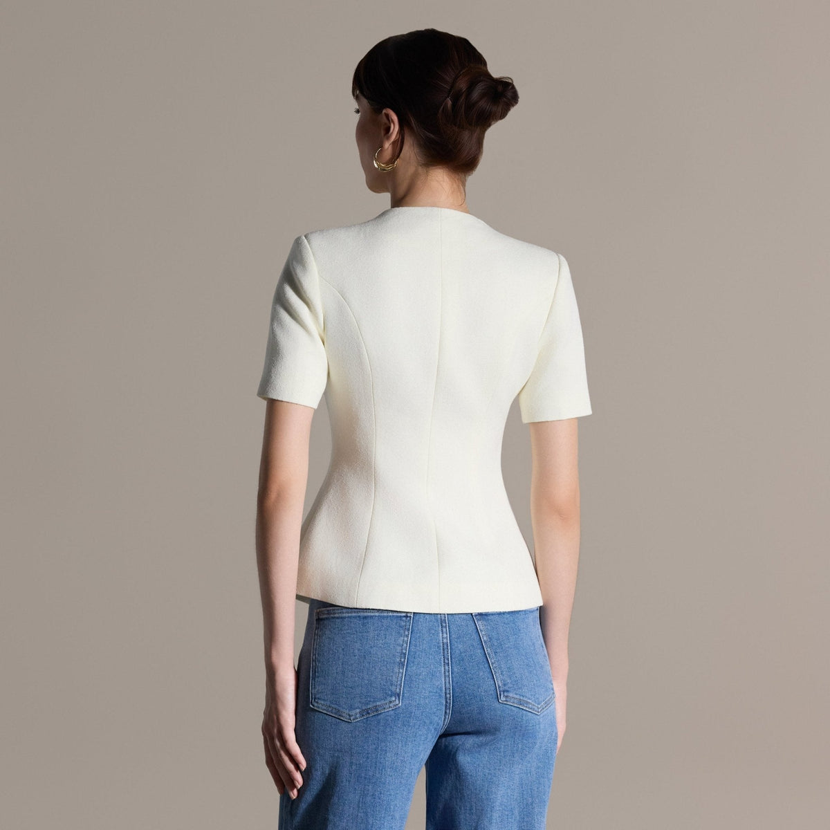 Short Sleeve Peplum Blazer - shopaleena