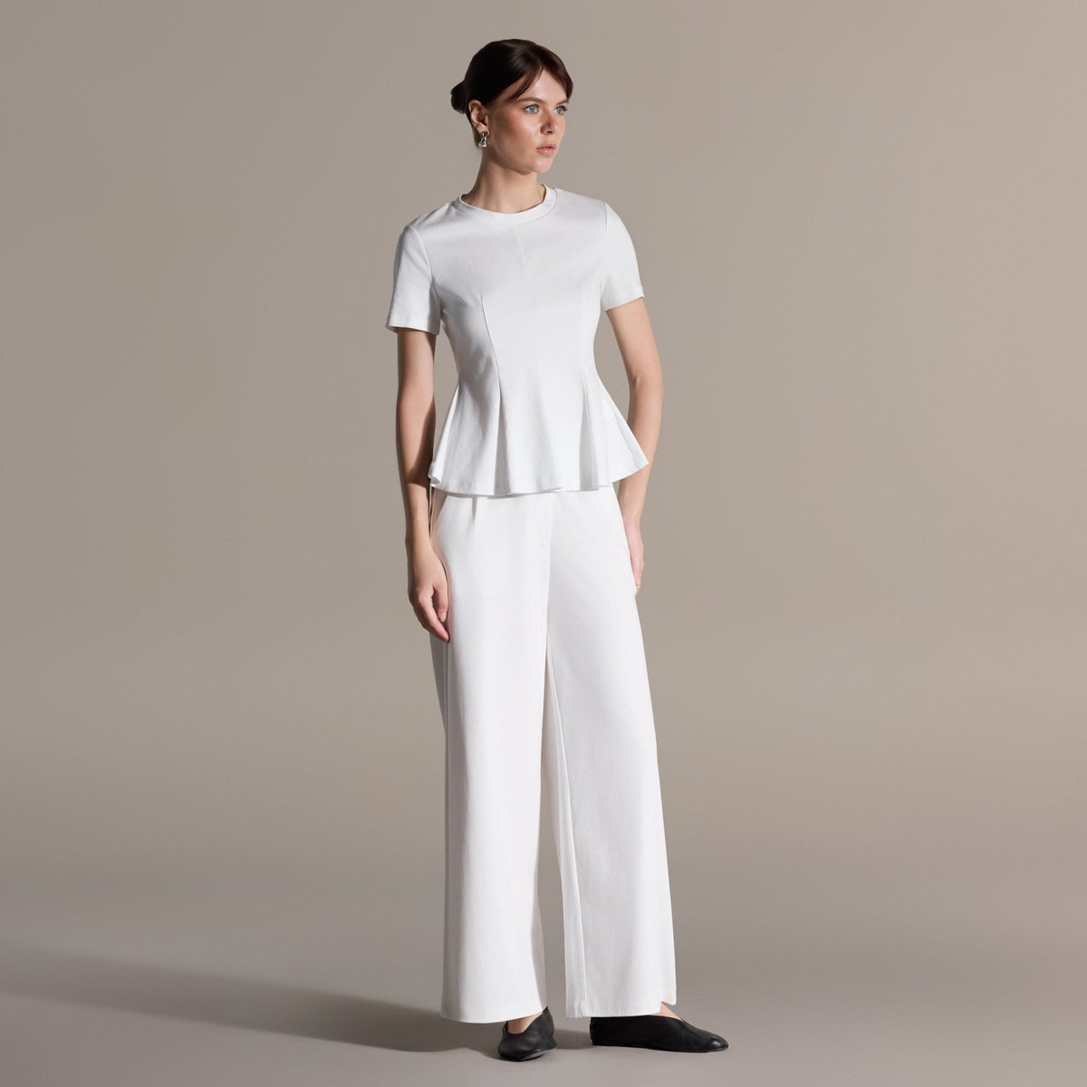 Short Sleeve Peplum Cotton Top - shopaleena