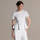 Short Sleeve Peplum Cotton Top - shopaleena