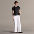 Short Sleeve Peplum Cotton Top - shopaleena