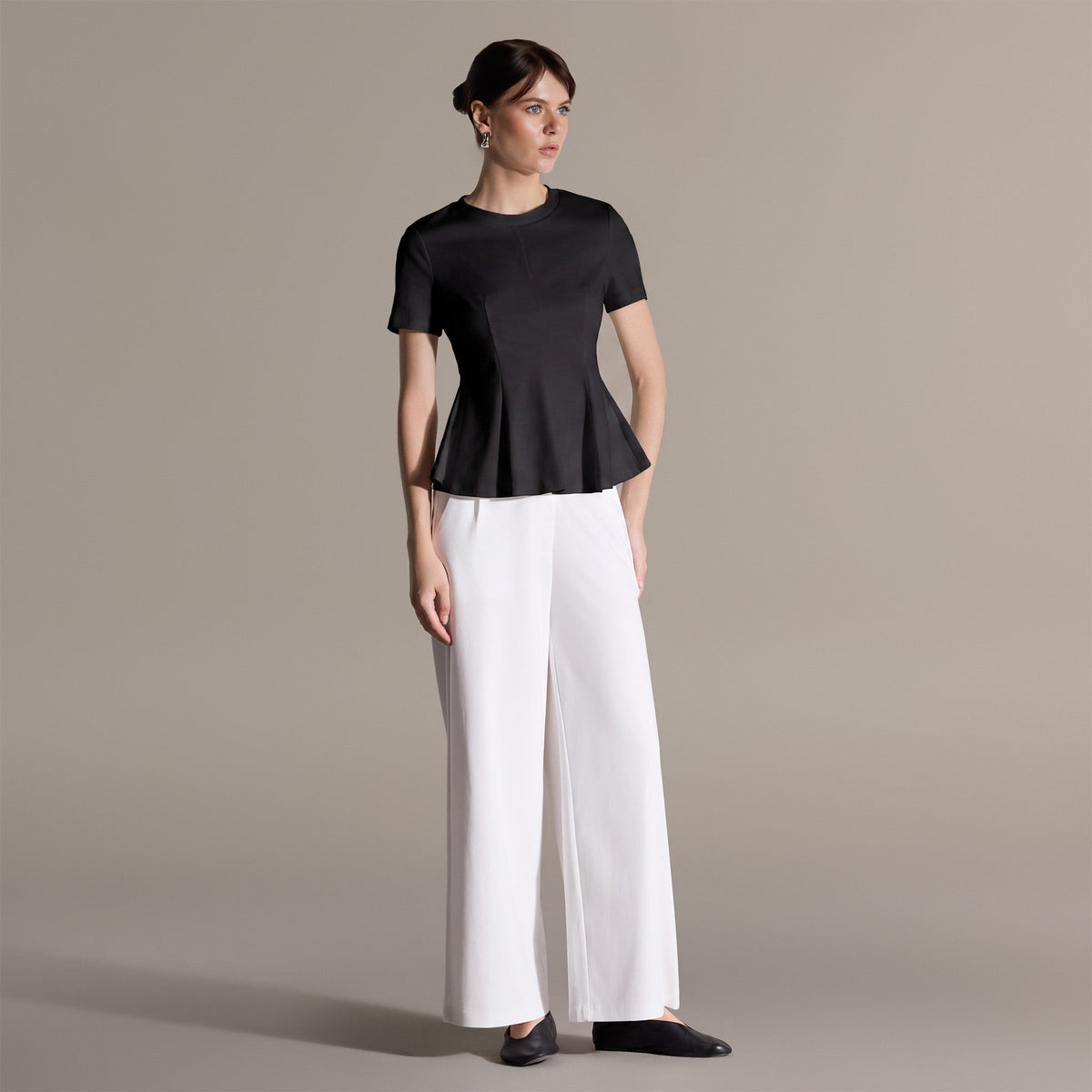 Short Sleeve Peplum Cotton Top - shopaleena