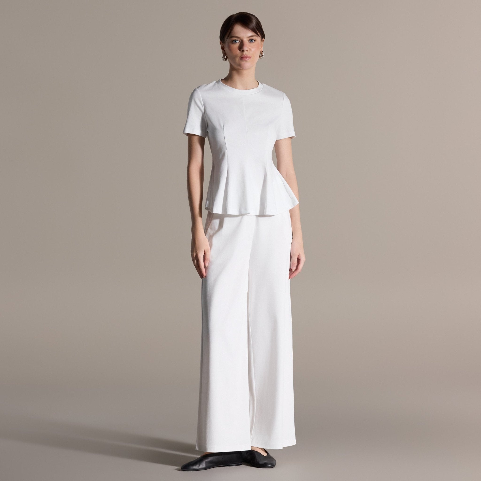 Short Sleeve Peplum Cotton Top - shopaleena