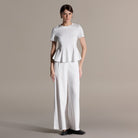 Short Sleeve Peplum Cotton Top - shopaleena