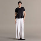 Short Sleeve Peplum Cotton Top - shopaleena