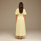 Short Sleeve Pleated Maxi Dress - shopaleena