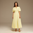 Short Sleeve Pleated Maxi Dress - shopaleena