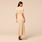 Short Sleeve V Neck Knit Maxi Dress - shopaleena