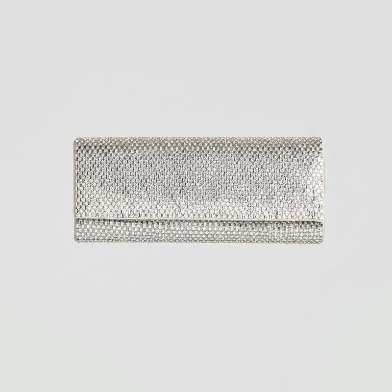 Silver Crystal-Embellished Clutch