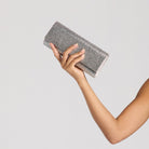 Silver Crystal - Embellished Clutch - shopaleena