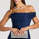 Silver Crystal - Embellished Clutch - shopaleena