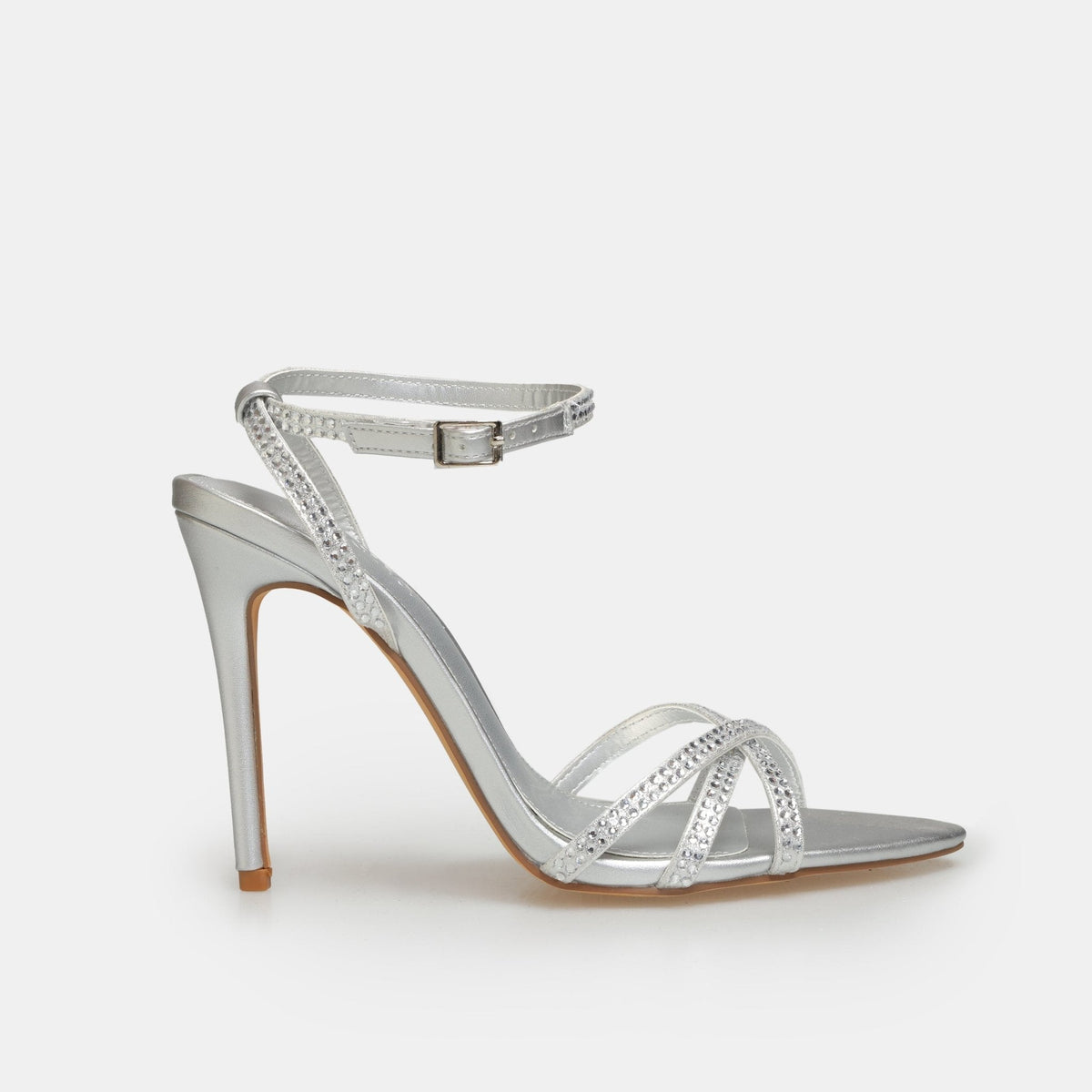 Silver Metallic High Heel Sandals - shopaleena
