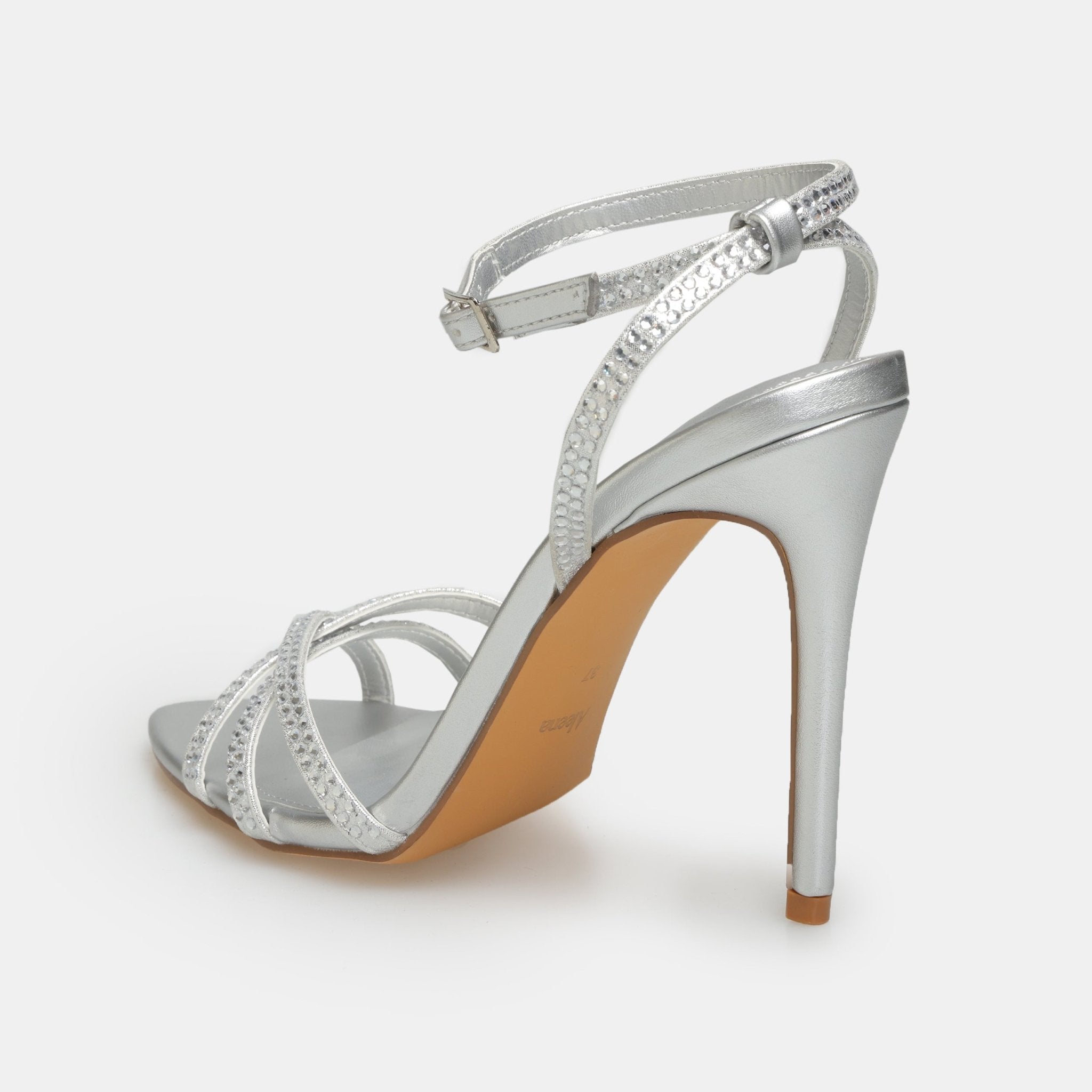 Silver Metallic High Heel Sandals - shopaleena