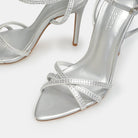 Silver Metallic High Heel Sandals - shopaleena