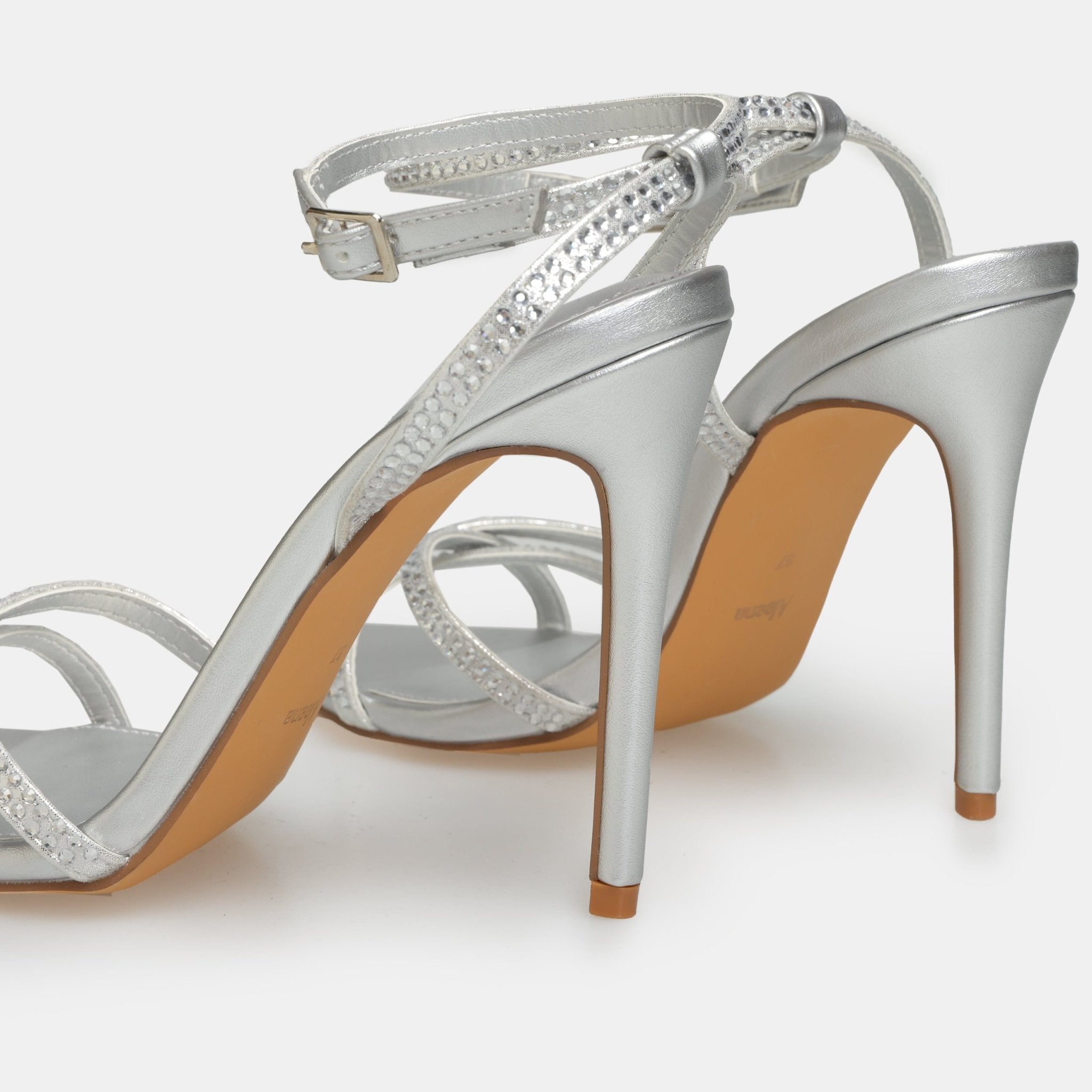 Silver Metallic High Heel Sandals - shopaleena