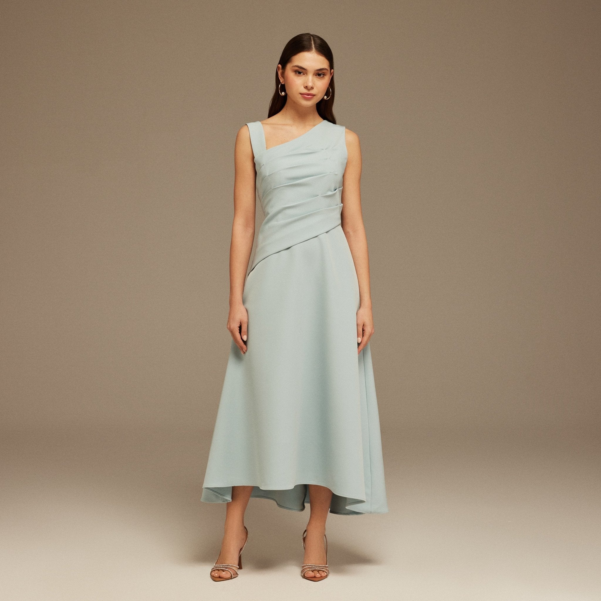 Sleeveless Aline Crepe Maxi Dress - shopaleena