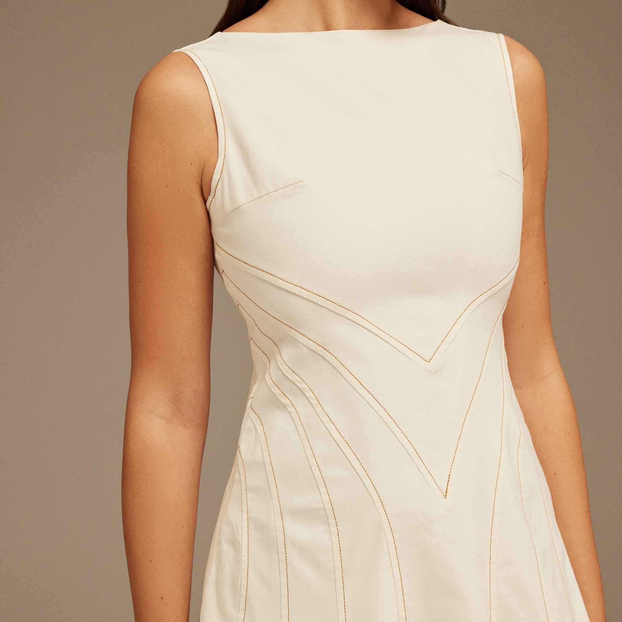 Sleeveless Aline Long Dress With V Open Back - shopaleena