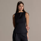 Sleeveless Boat Neck Peplum Top - shopaleena