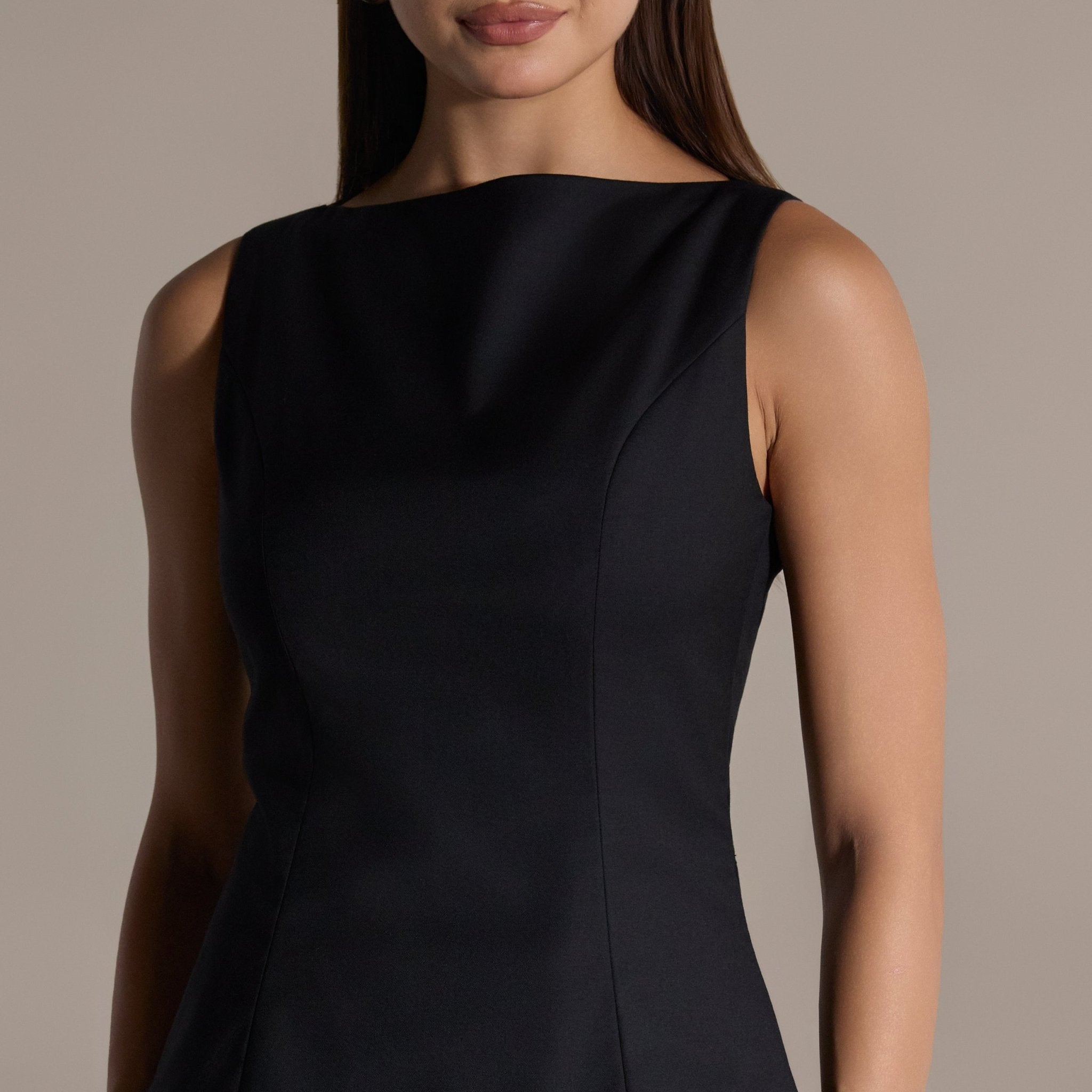 Sleeveless Boat Neck Peplum Top - shopaleena