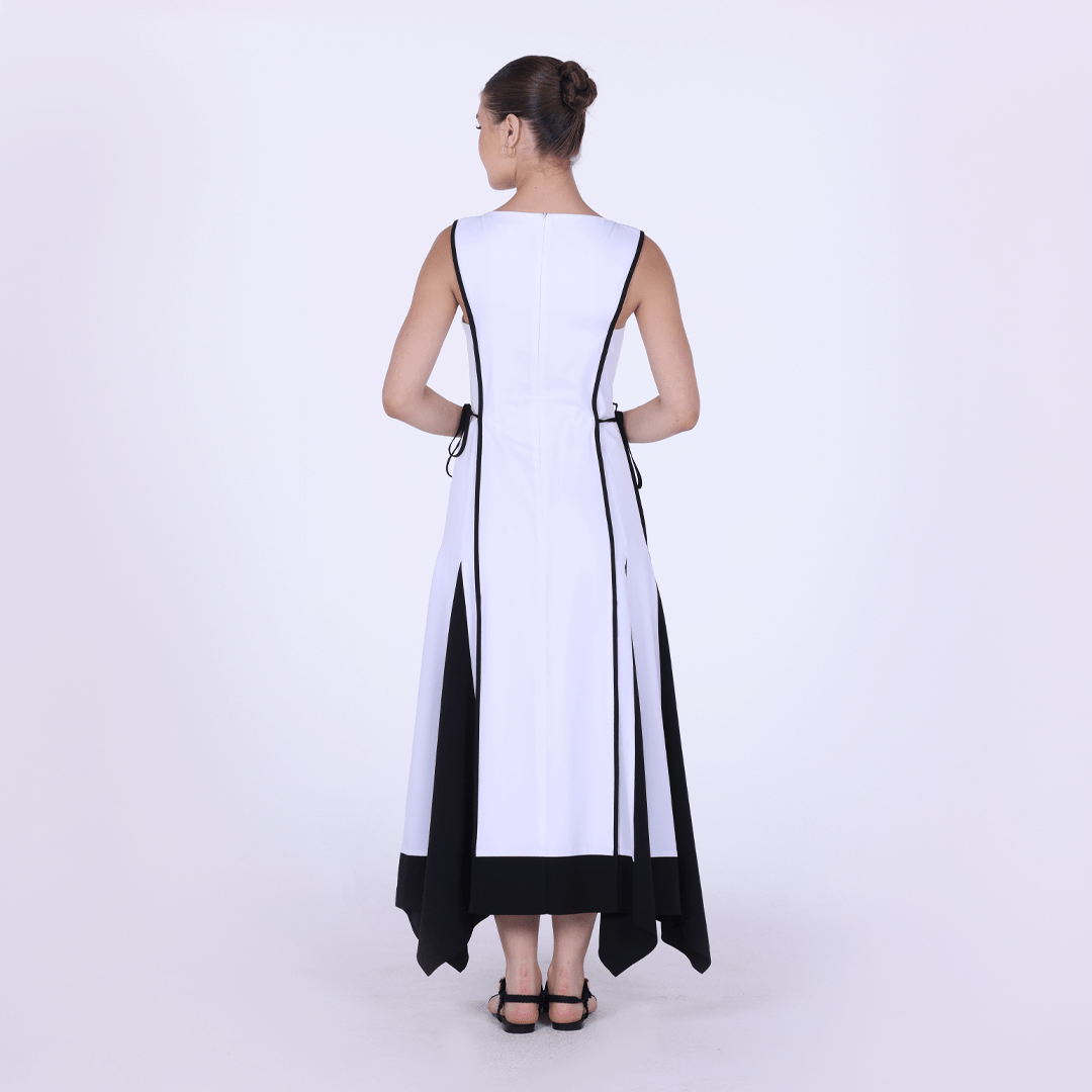 Sleeveless Contrast Panel Dress - shopaleena