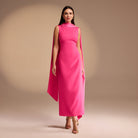 Sleeveless Crepe Maxi Dress With Scarf - shopaleena