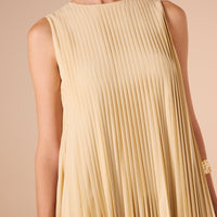 Sleeveless Crepe Pleated Dress - shopaleena