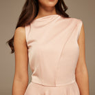 Sleeveless Satin Maxi Dress With Scarf - shopaleena