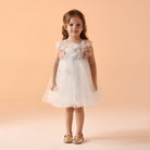 Sleeveless Tulle Dress With Flowers - shopaleena