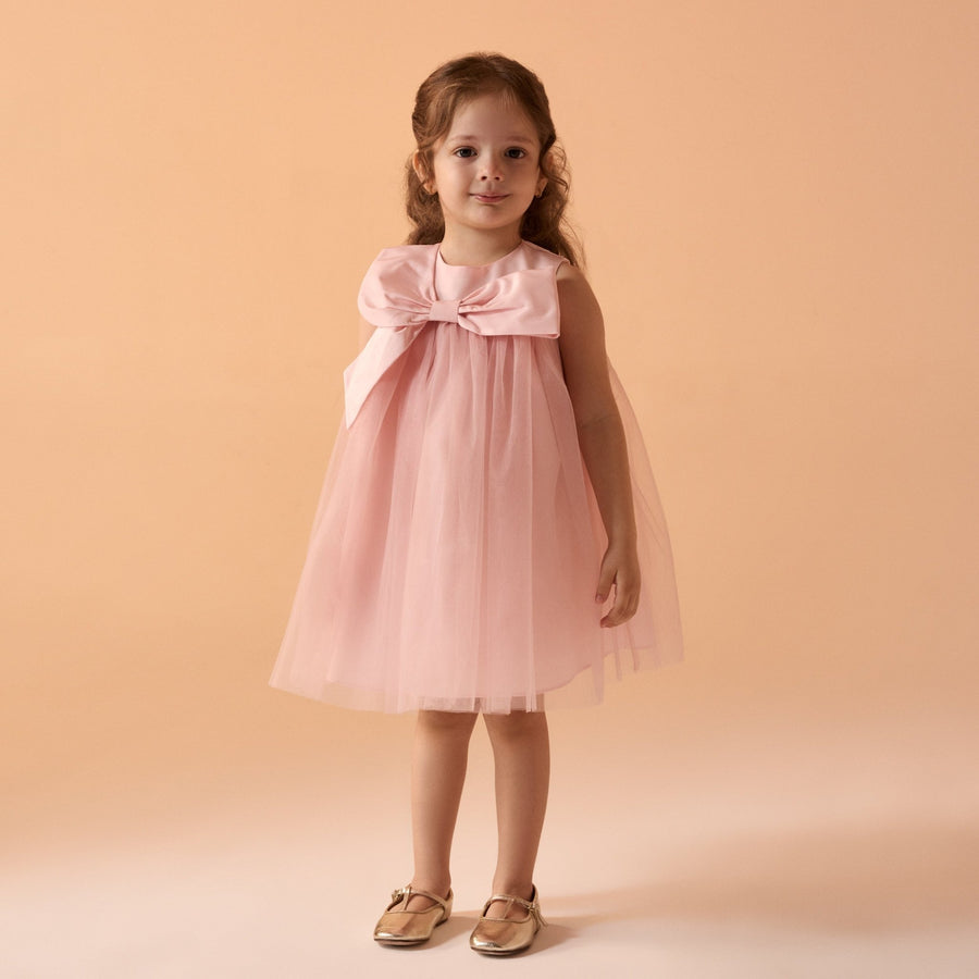 Sleevles Taffeta Dress with Bow - shopaleena