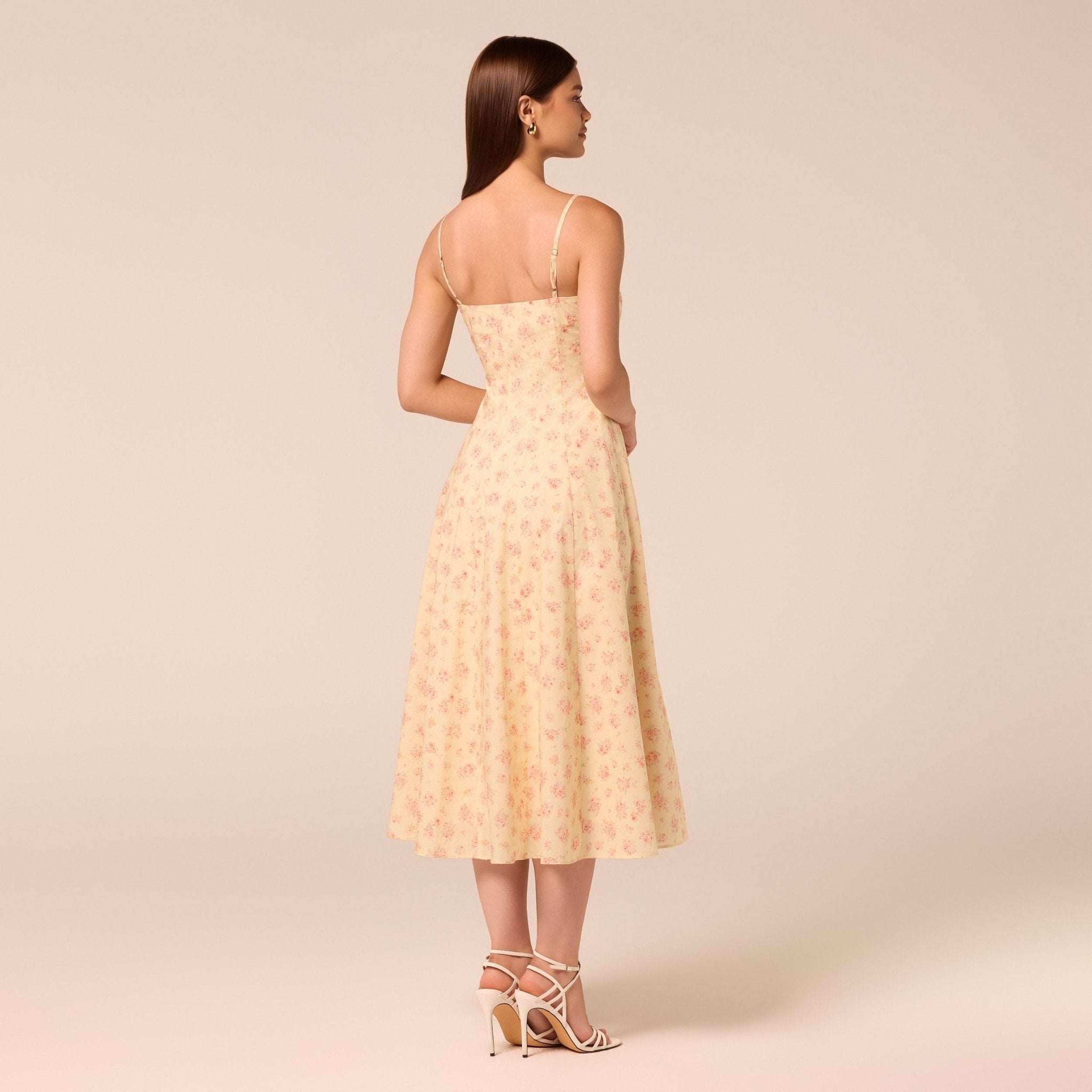 Spaghetti Strap A Line Midi Dress - shopaleena