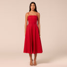 Spaghetti Strap A Line Midi Dress - shopaleena