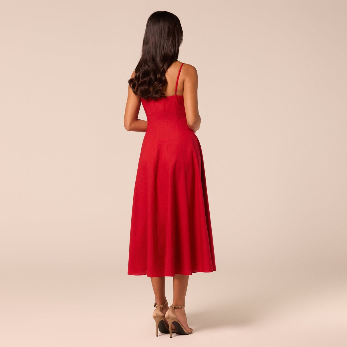 Spaghetti Strap A Line Midi Dress - shopaleena