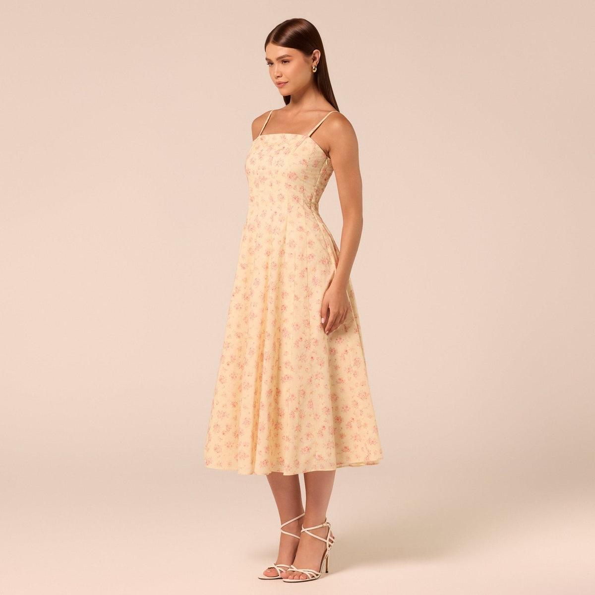 Spaghetti Strap A Line Midi Dress - shopaleena