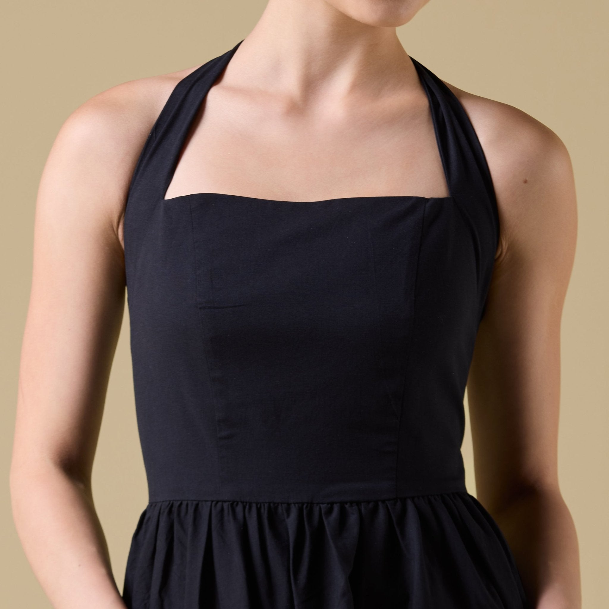 Spaghetti Strap Cotton Maxi Dress with Gathered Bodice - shopaleena