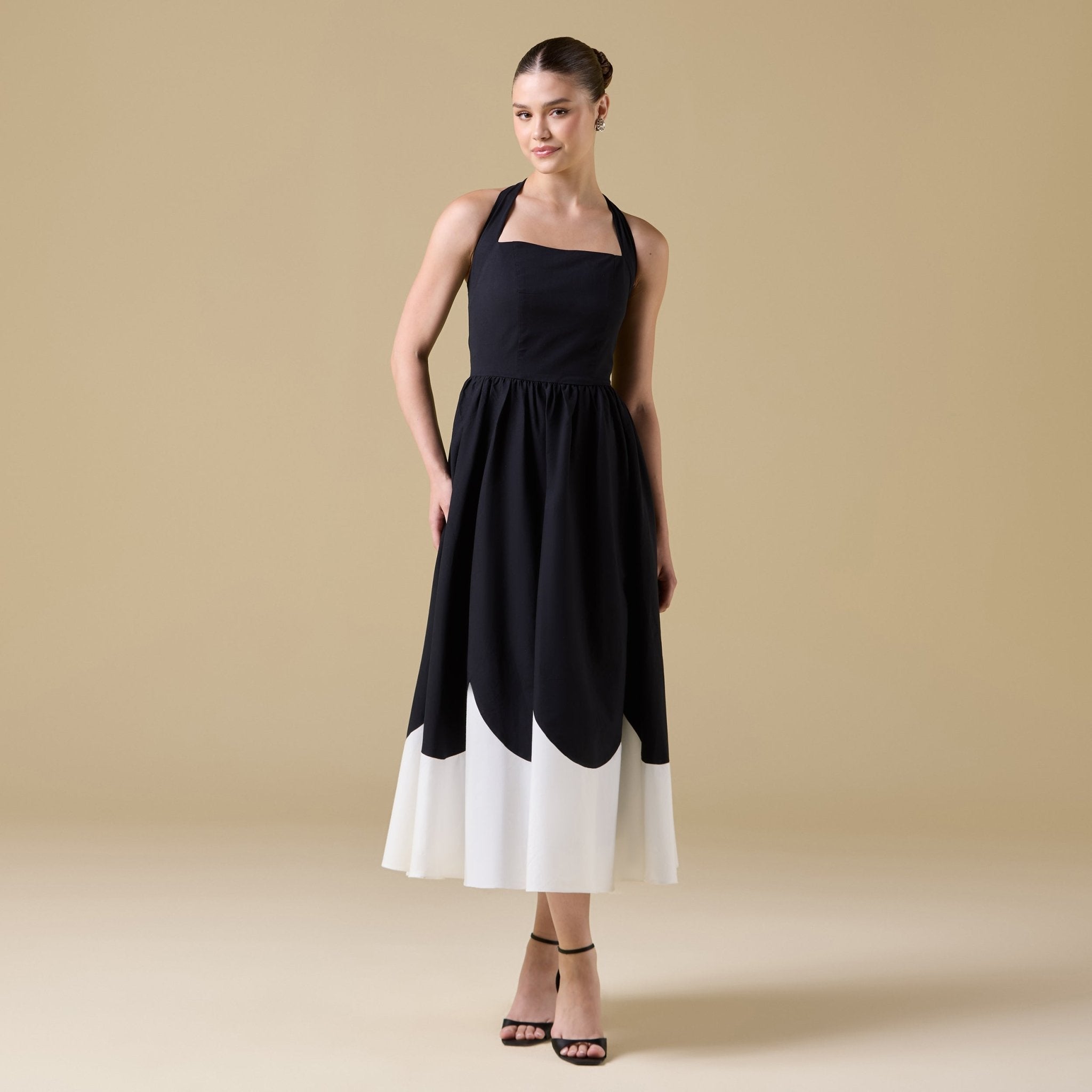 Spaghetti Strap Cotton Maxi Dress with Gathered Bodice - shopaleena