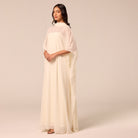 Spaghetti Strap Dress with Sheer Chiffon Cape - shopaleena