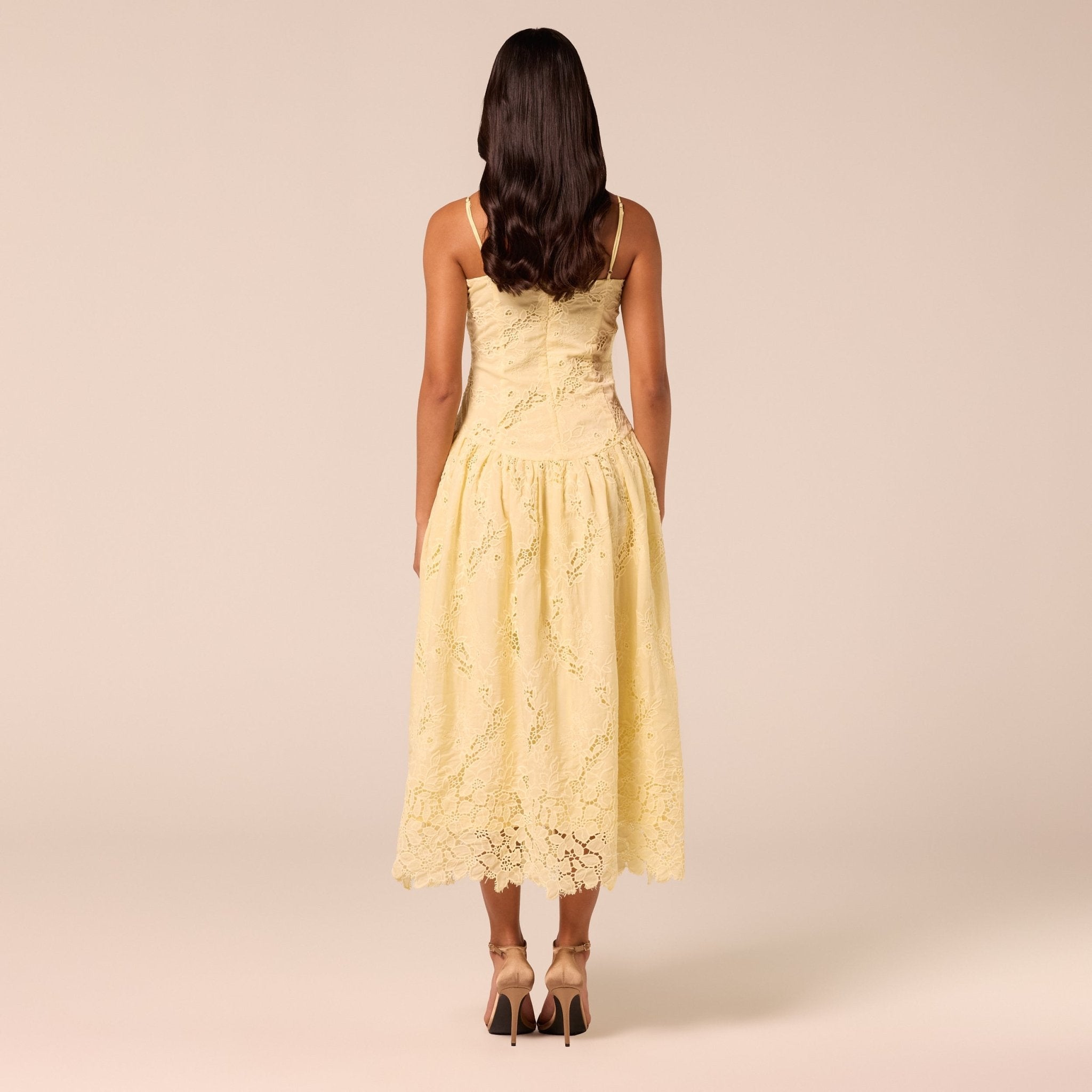 Spaghetti Strap Floral Lace Midi Dress - shopaleena