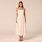 Spaghetti Strap Pleated Midi Dress - shopaleena