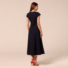 Square Neck Short Sleeve Denim Dress - shopaleena