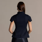 Stand Collar Peplum Blouse - shopaleena