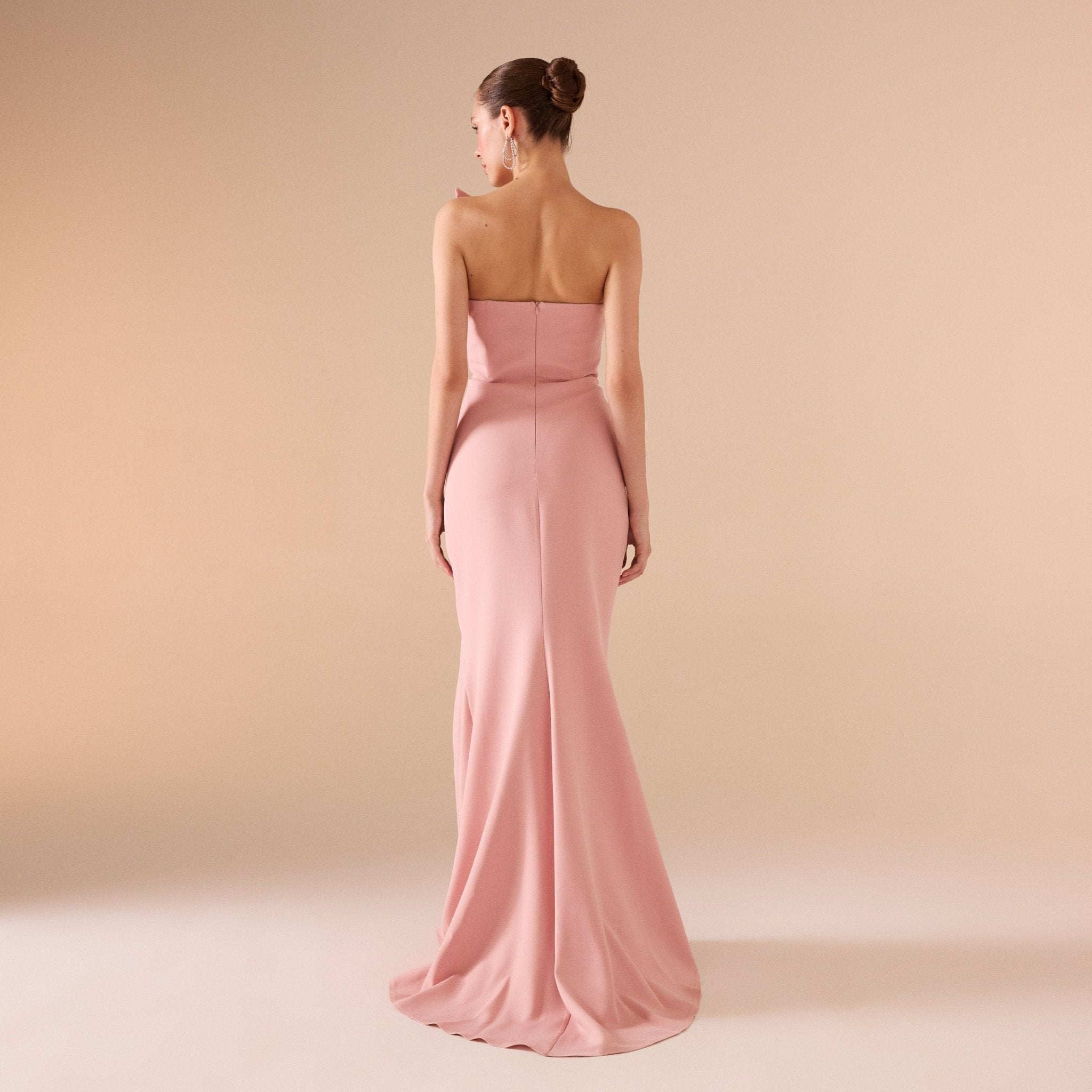 Strapless Mermaid Crepe Maxi Dress - shopaleena