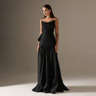 Strapless Ruched Taffeta Floor Length Dress - shopaleena