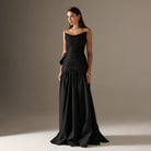 Strapless Ruched Taffeta Maxi Dress - shopaleena