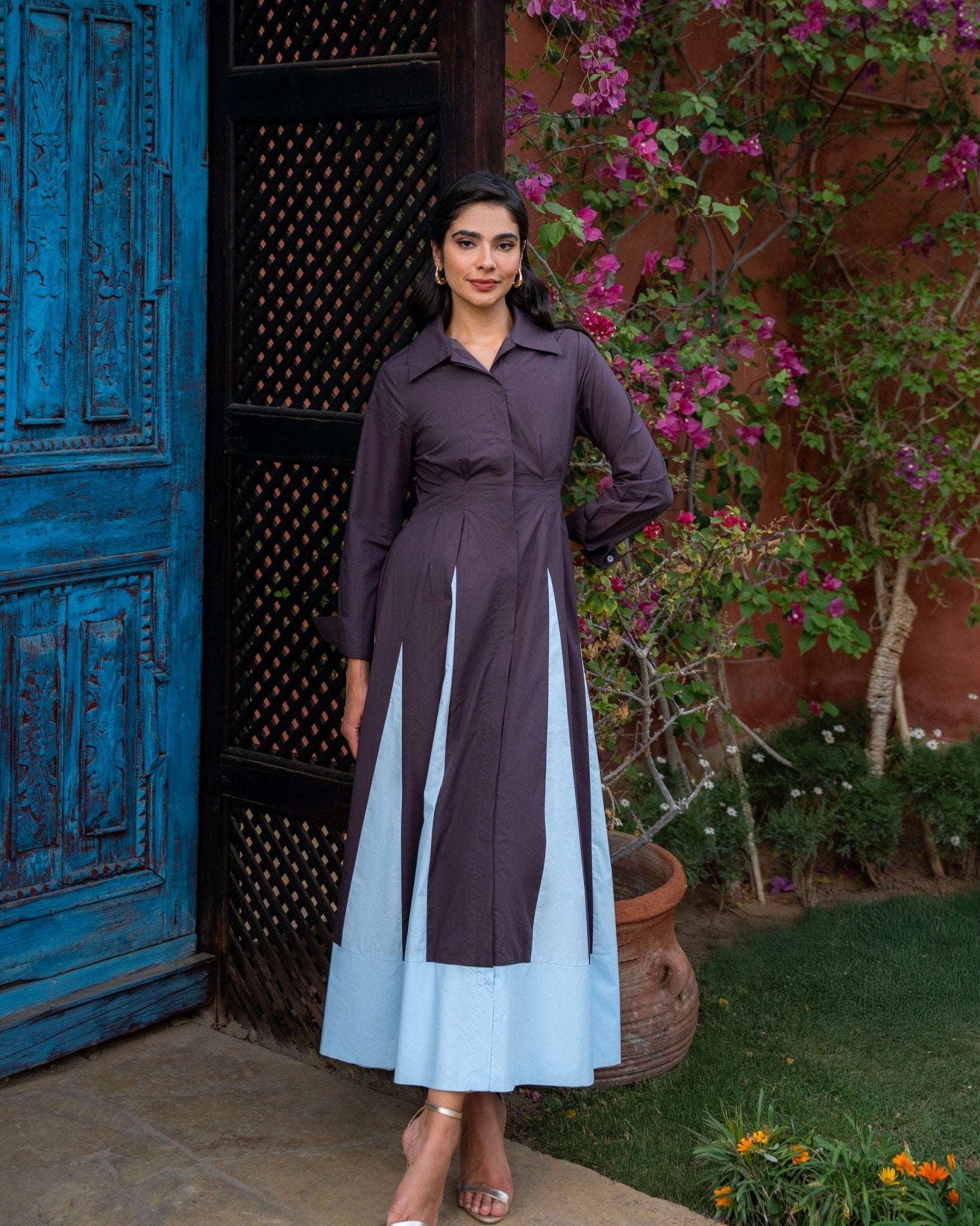 Striped Poplin Maxi Dress - shopaleena