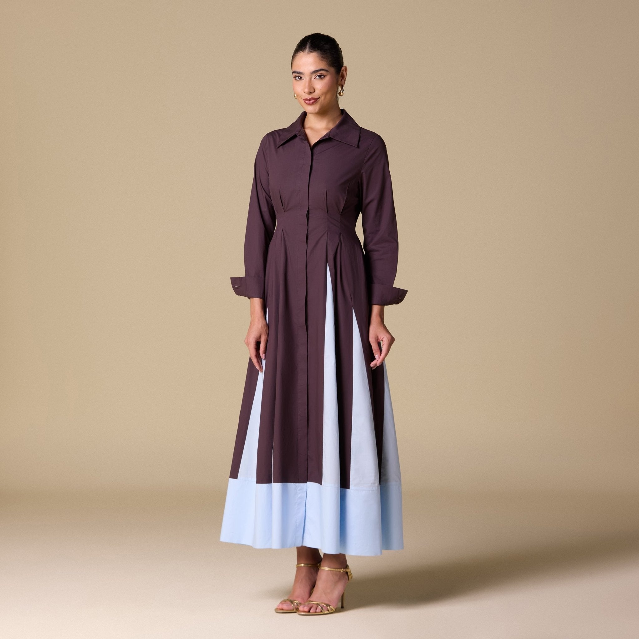 Striped Poplin Maxi Dress - shopaleena