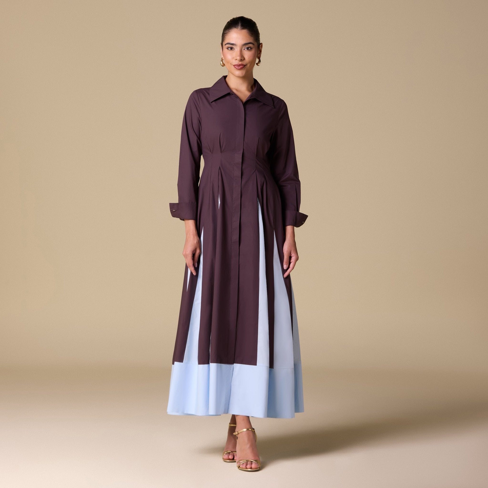 Striped Poplin Maxi Dress - shopaleena