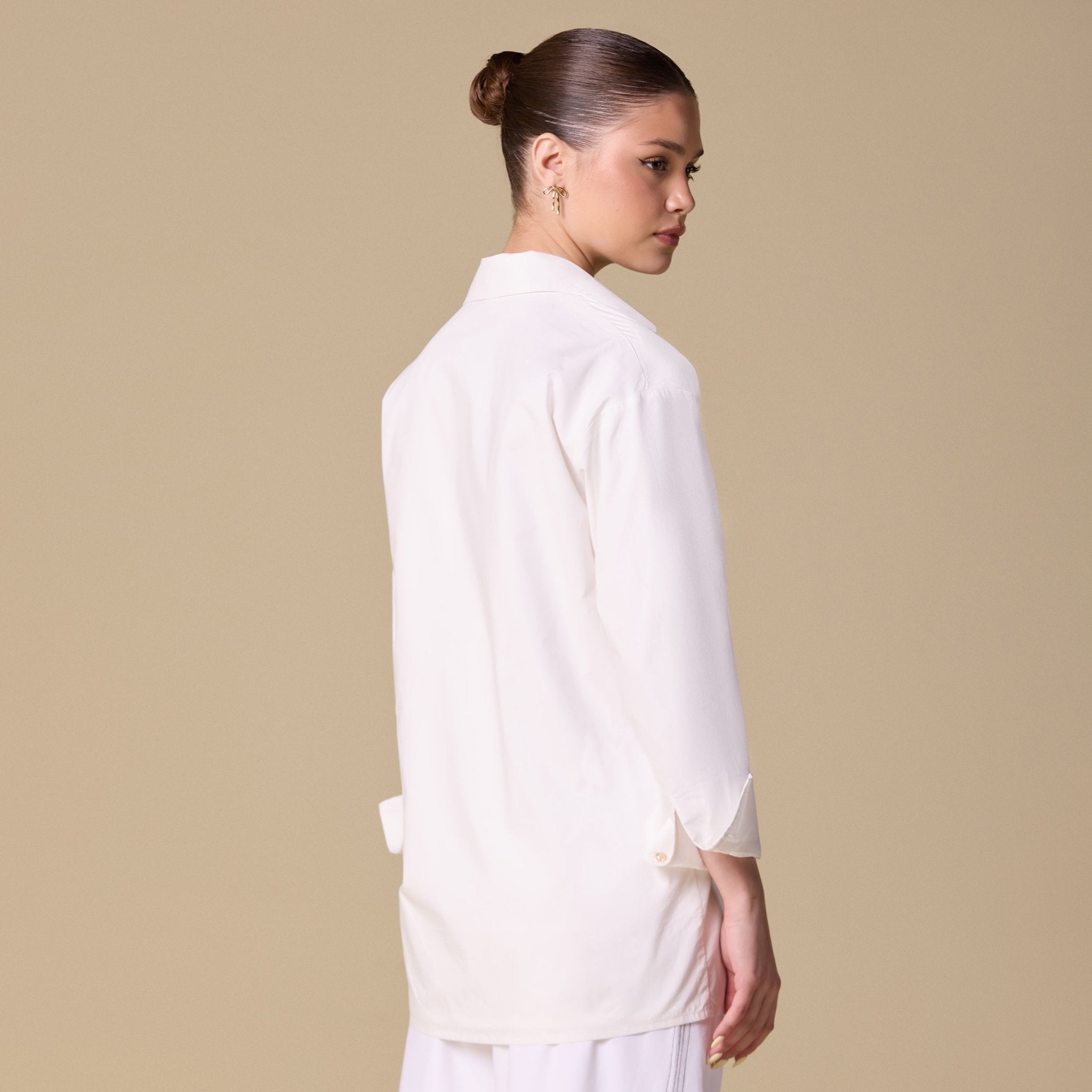 Structured Fold Collar Blouse - shopaleena