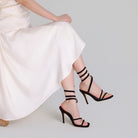 Tan Velvet Spiral Strap High Heel Sandals - shopaleena